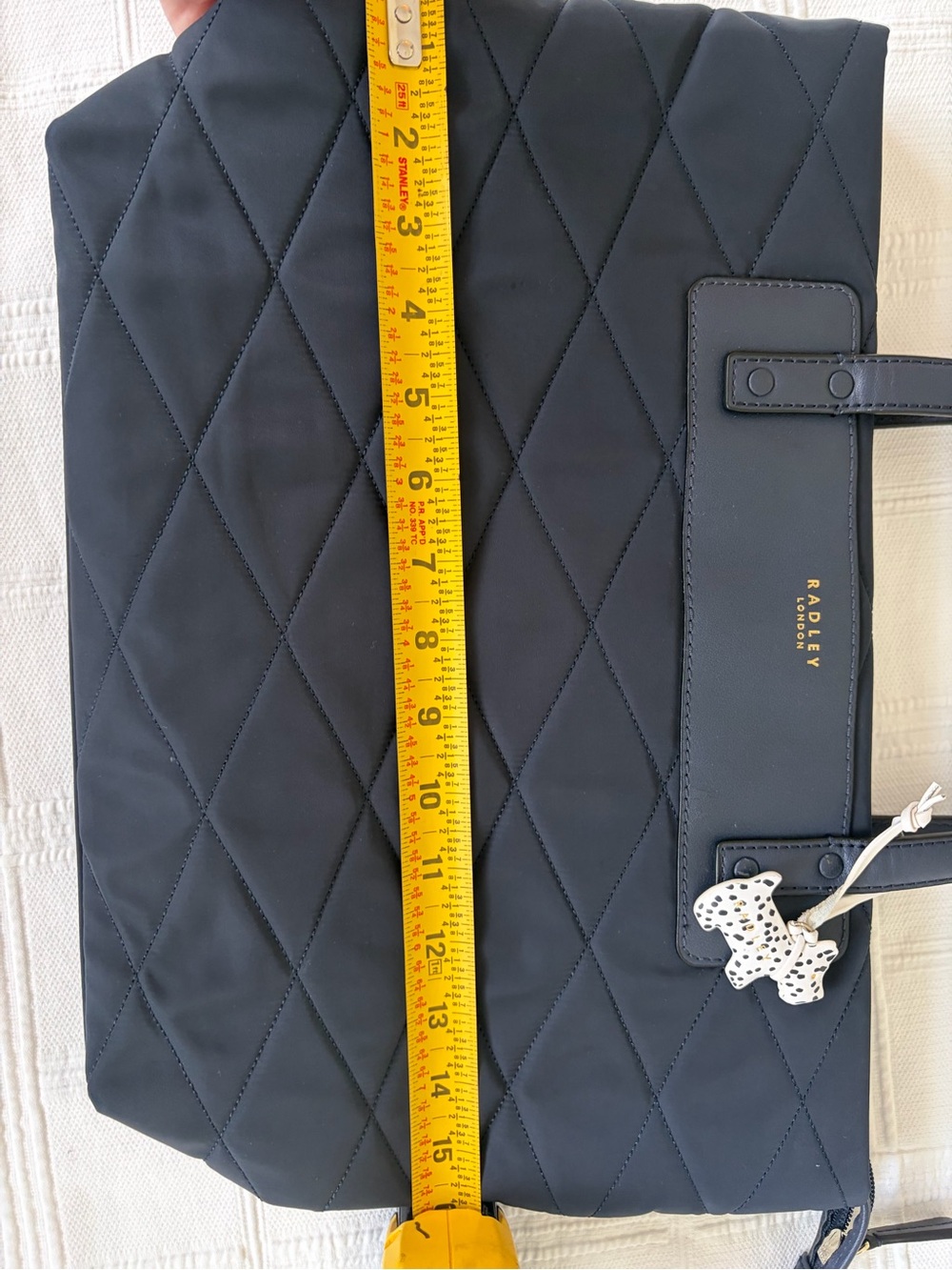 RADLEY LONDON Navy Blue Nylon Quilted Tote with Dog Charm - Picture 9 of 11